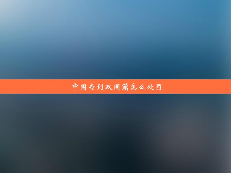 中国查到双国籍怎么处罚